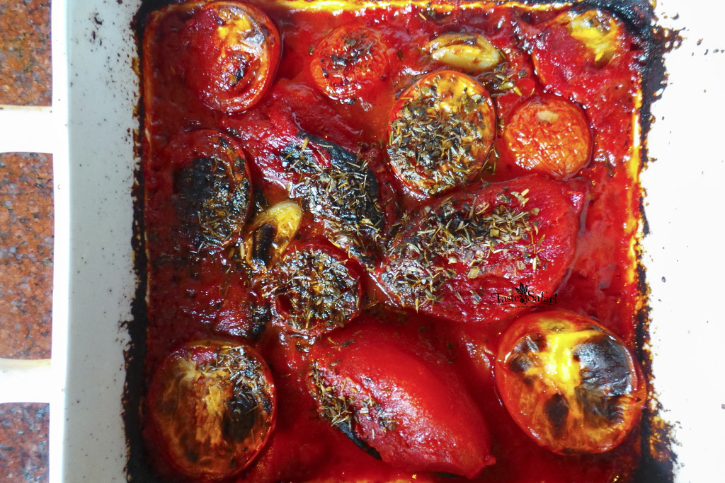 Roasted tomatoes blended into a smooth soup