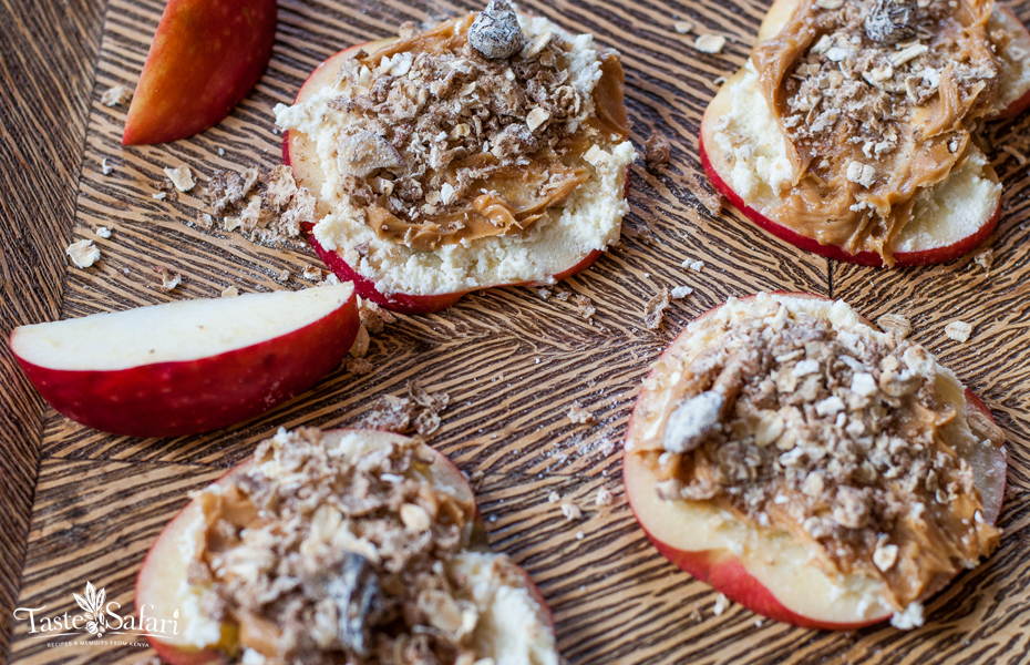 Apple and muesli snack bites ready to serve